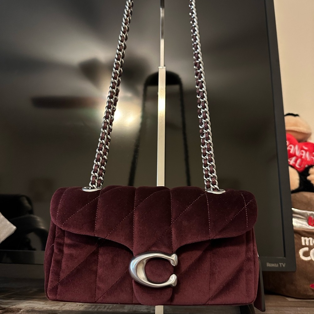 Coach quilted Tabby 20 Merlot velvet Crossbody Bag